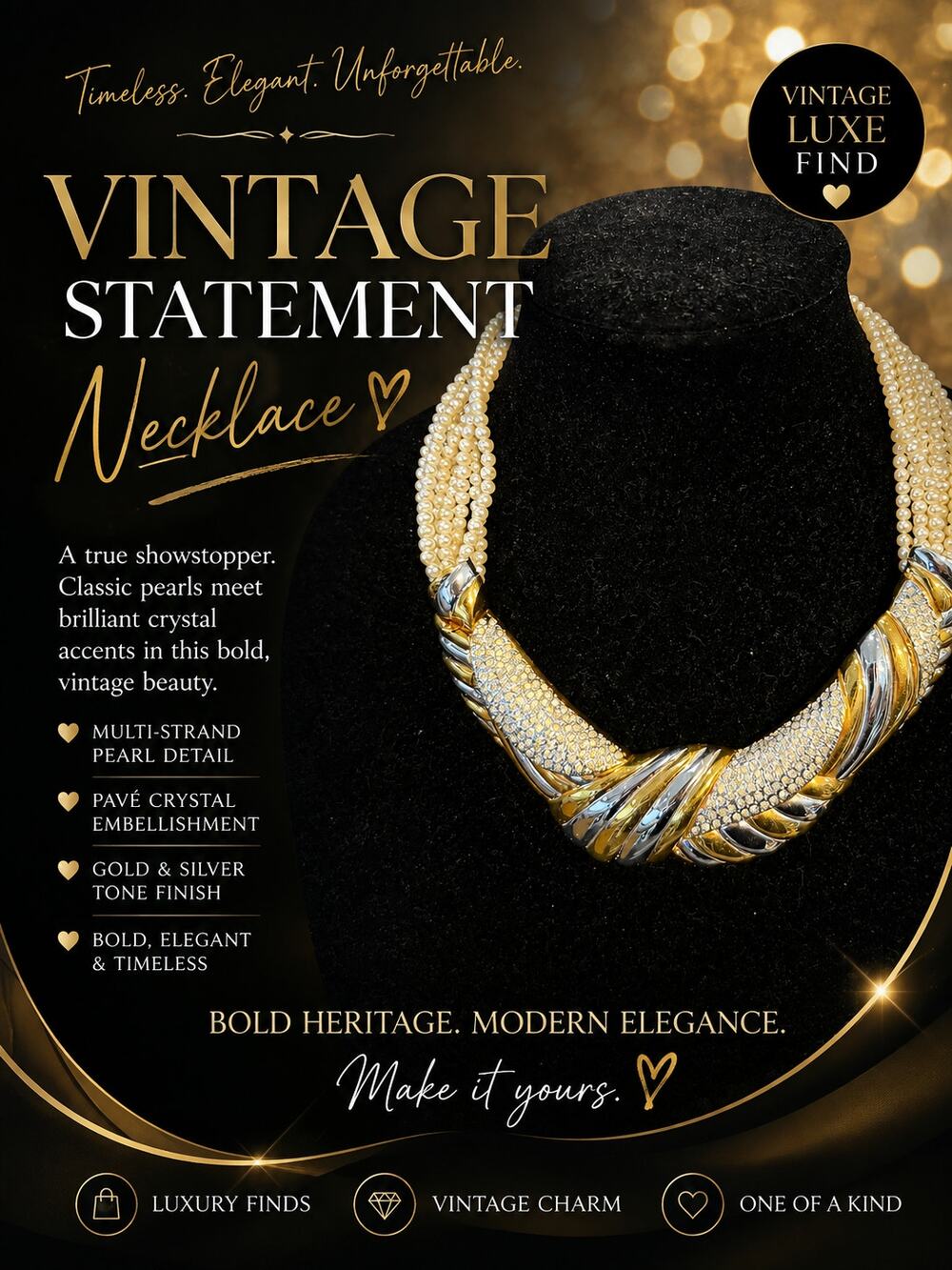 Vintage Beautiful Statement Necklace